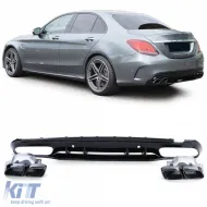 image-31-Sport rear diffuser with black tailpipes for Mercedes C-Class W205 sedan 18-21