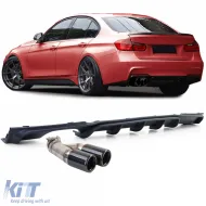 image-10-Rear diffuser matte + dual exhaust tailpipe black for BMW F30 F31 316i 318i 320i