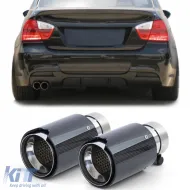 image-51-2x90mm exhaust tailpipe carbon with absorber for 3 Series BMW E90 E91 E92 E93 2005-2013