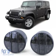 image-14-LED clear glass front indicator parking light black smoke for Jeep Wrangler JK from 07