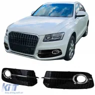 image-12-Honeycomb Grille Inserts Bumper Black Gloss for Audi Q5 8R 12-16
