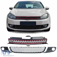 image-13-Honeycomb radiator grille without emblem + bumper grille GLOSSY for VW Golf 6 08-13