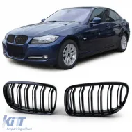 image-1-Sport double-slat performance gloss kidney grille suitable for BMW 3 Series E90 E91 08-12