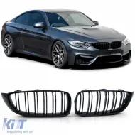 image-12-Double Slat Kidney Grille Performance Gloss Black for 4 Series BMW F32 F33 F36 F82 F83