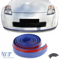 image-14-Front spoiler lip side skirts universal flexible 2.5m x 5cm carbon look blue