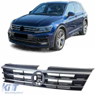 image-64-Radiator grille black with chrome strips for VW Tiguan II 2016-2020
