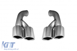 image-34-GT type chrome tip set suitable for Porsche Cayenne 958 2014-2018, length 455mm, opening 65mm