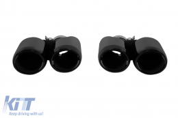 image-40-Gloss black round exhaust tips set suitable for Porsche Macan 2014-2016, length 270 mm, inlet 63 mm