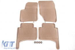 image-25-Specific rubber mats suitable for VW Touareg, Porsche Cayenne 2002-2010, 4-piece set, beige color