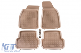 image-25-Specific rubber mats suitable for Audi A4 B6, B7 2000-2008, 4-piece set, beige color