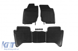 image-20-Specific rubber mats suitable for Toyota Hilux 2005-2015, 3-piece set, black color