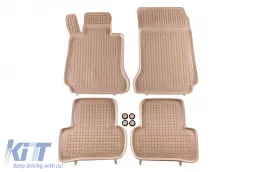 image-1-Specific rubber mats suitable for Mercedes C class W204 2007-2011, 4-piece set, beige color