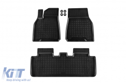 image-39-Specific rubber mats suitable for Tesla Model Y 2020-2025, 3-piece set, black color
