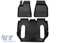 image-24-Specific rubber mats suitable for Tesla Model X after 2015 for the 6-seat version, 3-piece set, black color, with 24-month warranty