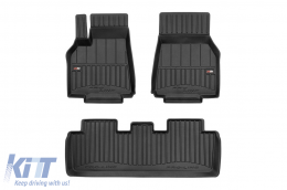 image-29-Specific rubber mats suitable for Tesla Model Y 2020-2025, 3-piece set, black color, with 24-month warranty from Frogum 3D ProLine series.