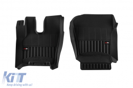 image-2-Specific rubber mats from Frogum 3D ProLine series suitable for DAF XD after 2022 for version with right cinema seat, 2-piece set, black color, with 24-month warranty