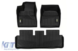image-56-2 in 1 rubber and carpet mats suitable for Tesla Model 3 after 2023 from Frogum 5D Race Rock series, 3-piece set, black color