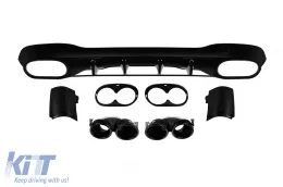 image-11-CLA45 type diffuser with black tips suitable for rear A Design bumper on Mercedes CLA C118 after 2019, black lacquer, -oo--oo-