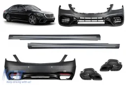image-49-Tuning package 63 type suitable for Mercedes S class W222 2017-2020 with black exhaust tips, long wheelbase