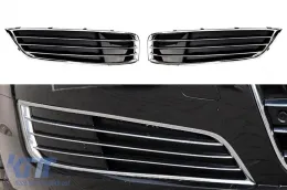 image-48-Side grille set without openings for front W12 bumper suitable for Audi A8 2009-2017 with chrome trim