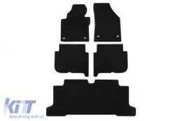 image-40-Double-layer carpet floor mats suitable for VW Touran 2003-2007, with 7 seats, with oval openings, set of 5 pieces, black