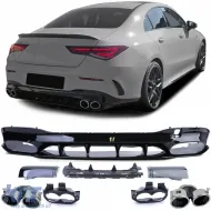 image-17-Rear diffuser black gloss + double tailpipes chrome for Mercedes CLA C118 X118