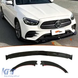 image-44-W213 Facelift Front Lip Piano Black ABS / 2020-up (3 Pieces)