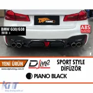 image-5-G30-G38 Sport Style Rear Diffuser With Lamp Piano Black ABS / 2017-2022