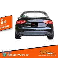 image-15-A4 B8 S4 Rear Diffuser Left+Right Double Outputs Matte Grey Surface ABS / 2008-2011 (Standart Bmp)