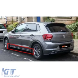 image-49-Polo Mk6 R Line Side Skirts Piano Black Vacuum Plastic / 2018 -