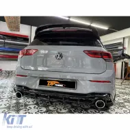 image-52-Golf 8 Rear GTI Diffuser + Chrome Exhaust Tips Piano Black ABS / 2020 After (R + L Single Output)