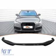 image-12-A6 C7 S6 / S-Line Max V2 Front Lip Piano Black Vacuum Plastic / 2011-2018