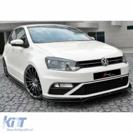 image-1-Polo Mk5 FL GTI Max V2 Front Lip Piano Black Vacuum Plastic / 2014-2017