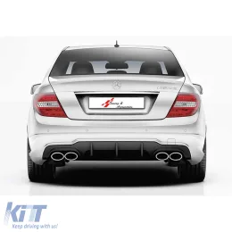 image-45-W204 AMG Rear Diffuser Piano Black Left + Right Dual Dual Vacuum Plastic / 2011-2014