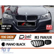 image-6-E90 LCI M3 Front Grille Piano Black ABS / 2008-2011