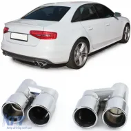 image-64-Sport exhaust tailpipes 76mm twin pipe stainless steel pair for Audi A4 B8 sedan 07-15