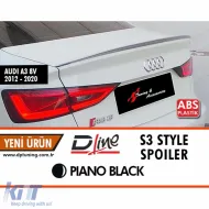 image-29-A3 8V Sedan S3 Style Rear Spoiler Piano Black ABS / 2014-2020
