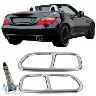 image-55-Exhaust tailpipe trims chrome 4-pipe look for Mercedes SLK R171 08-11