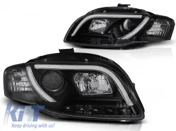 image-70-HEADLIGHTS TUBE LIGHT DRL BLACK fits AUDI A4 B7 11.04-03.08
