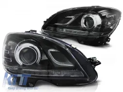 image-21-HEADLIGHTS TRUE DRL BLACK fits MERCEDES W204 07-10