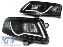 image-27-HEADLIGHTS TUBE LIGHT DRL BLACK fits AUDI A6 C6 04.04-08