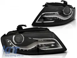 image-72-HEADLIGHTS TRUE DRL BLACK fits AUDI A4 B8 04.08- 11