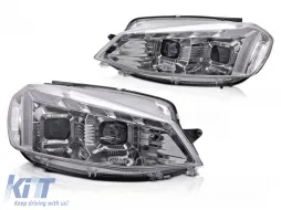 image-32-HEADLIGHTS LIGHT CHROME LED DRL SEQ W/WELCOME fits VW GOLF 7 17-19