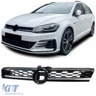 image-14-Honeycomb Radiator Grille Gloss Black with Chrome Trim for VW Golf 7 Facelift 17-20