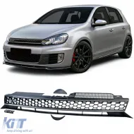 image-47-Sport Kühlergrill Schwarz Glanz Chrom ohne Emblem für VW Golf 6 auch GTI + R