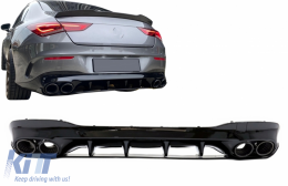 image-77-Rear Diffuser and Exhaust Tips suitable for Mercedes CLA X118 Shooting Brake C118 Coupe Sport Line (2019-06.2025) CLA45S Design