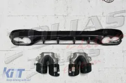 image-31-Rear Diffuser and Exhaust Tips suitable for Mercedes CLA X118 Shooting Brake C118 Coupe Sport Line (2019-06.2025) CLA45S Design