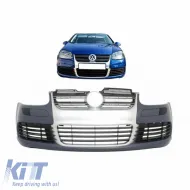 image-21-Front Bumper suitable for VW Golf V (5) 03-08 R32 Look Alu Grille Platine