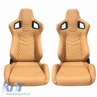 image-17-Bucket Seats RS Pvc Beige With Beige Cross Stitching Pair 2 Pcs