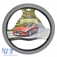 image-79-Steering Wheel Cover Leatherette Grey Medium 38cm